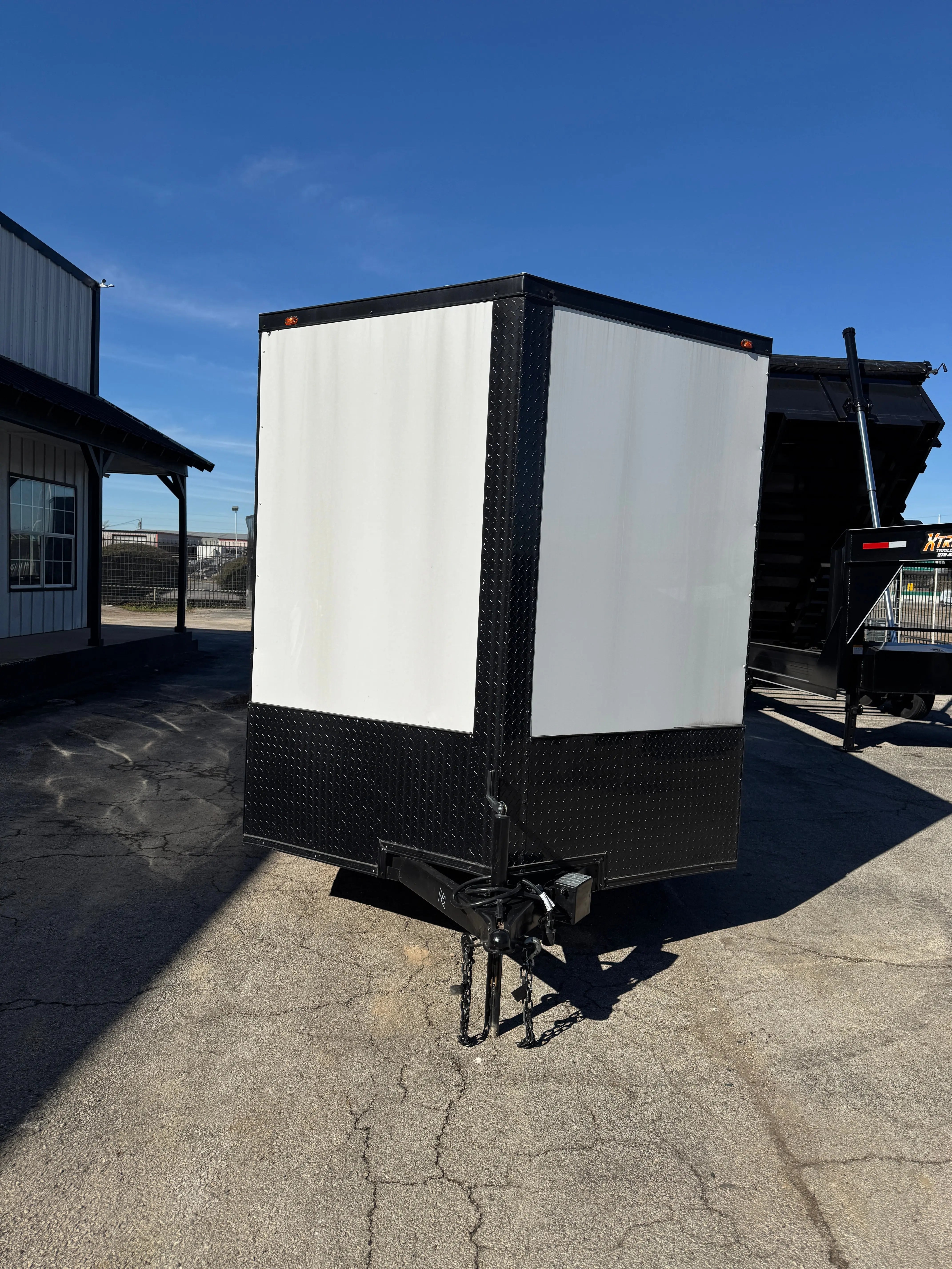 7X16 White Blackout W/Wing & ALUMINUM WHEELS Enclosed Trailer (Copy) My Store