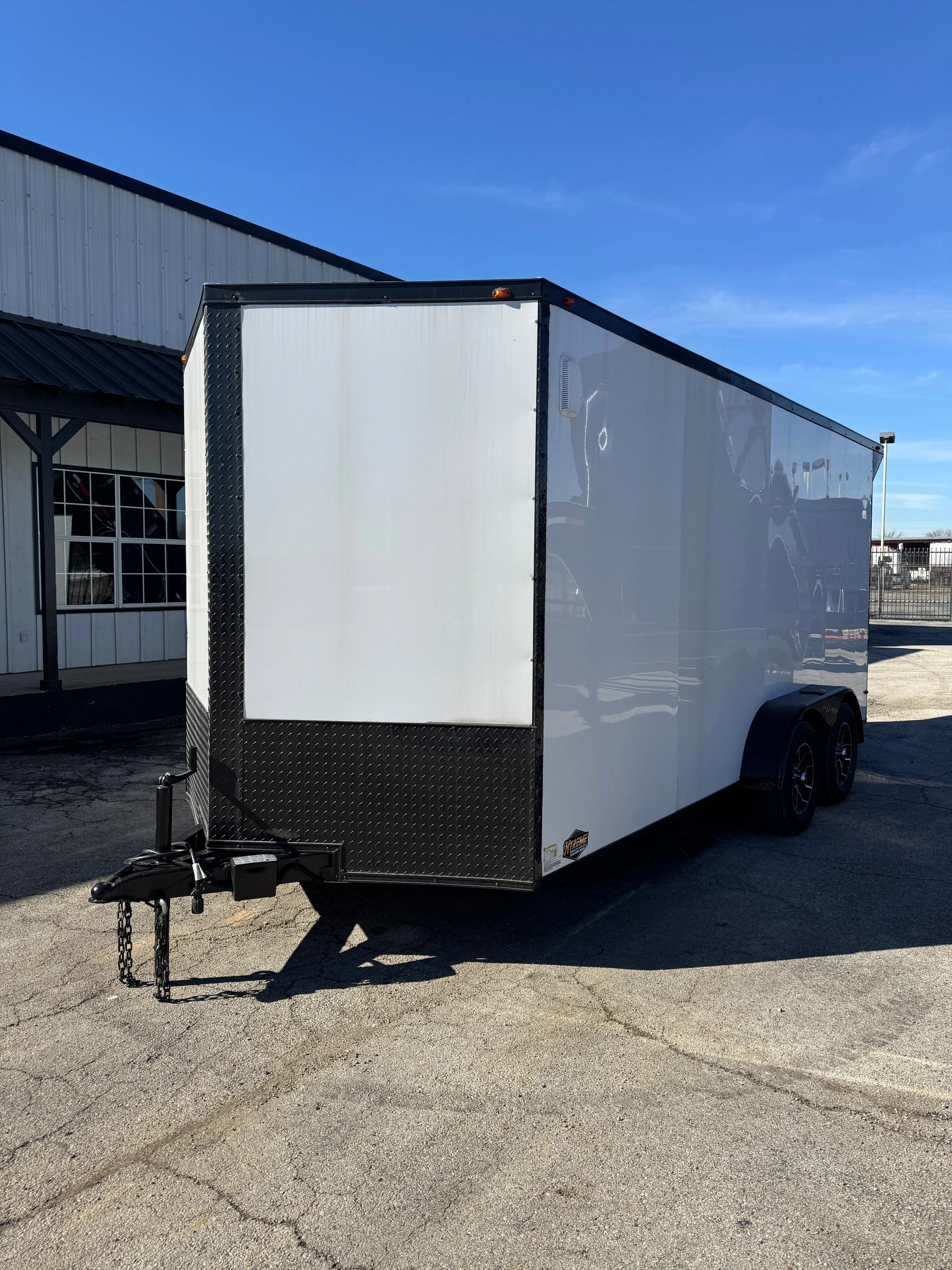 7X16 White Blackout W/Wing & ALUMINUM WHEELS Enclosed Trailer (Copy) My Store