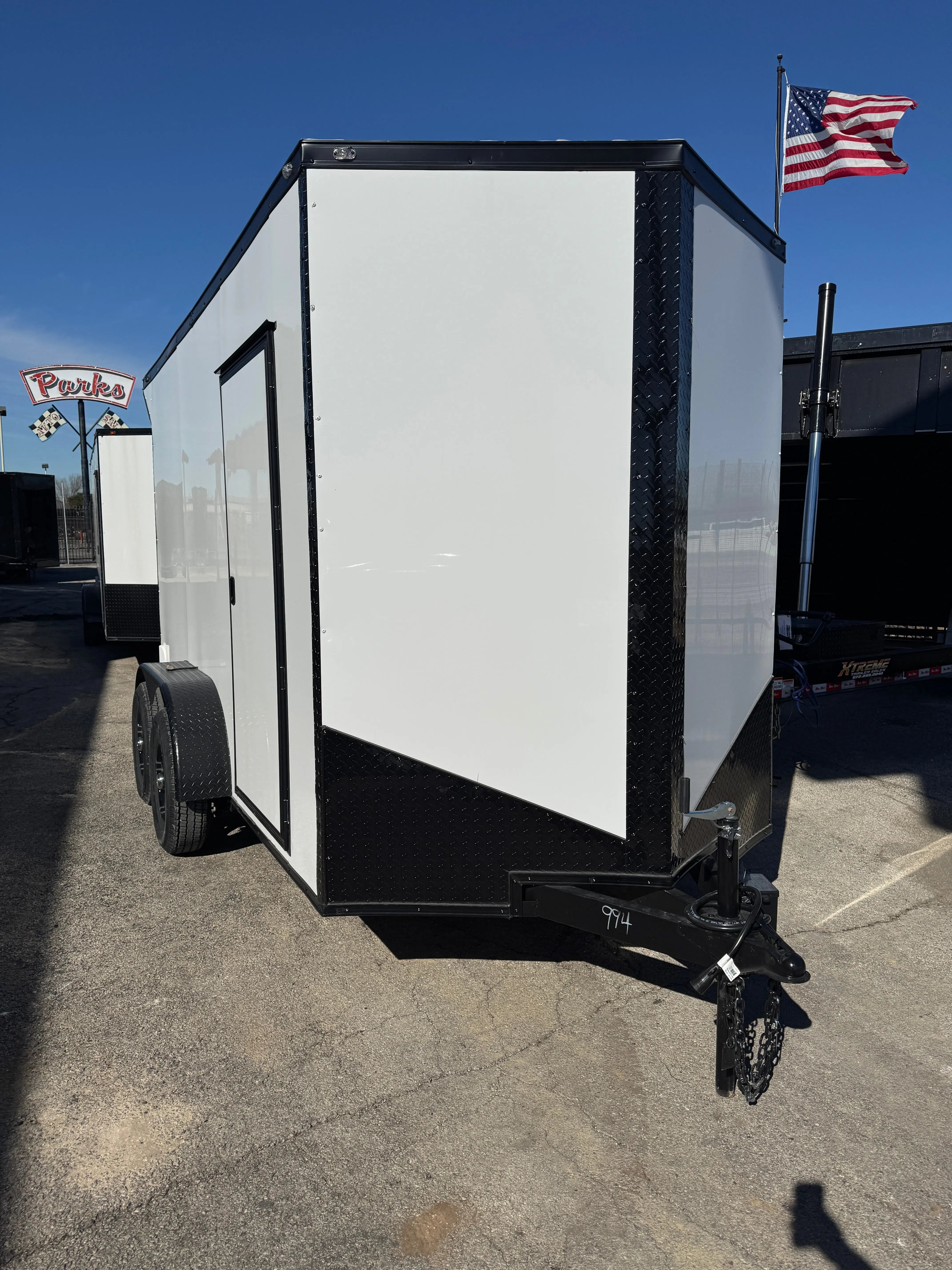 6X12 White Blackout W/Wing & ALUMINUM WHEELS Enclosed Trailer My Store