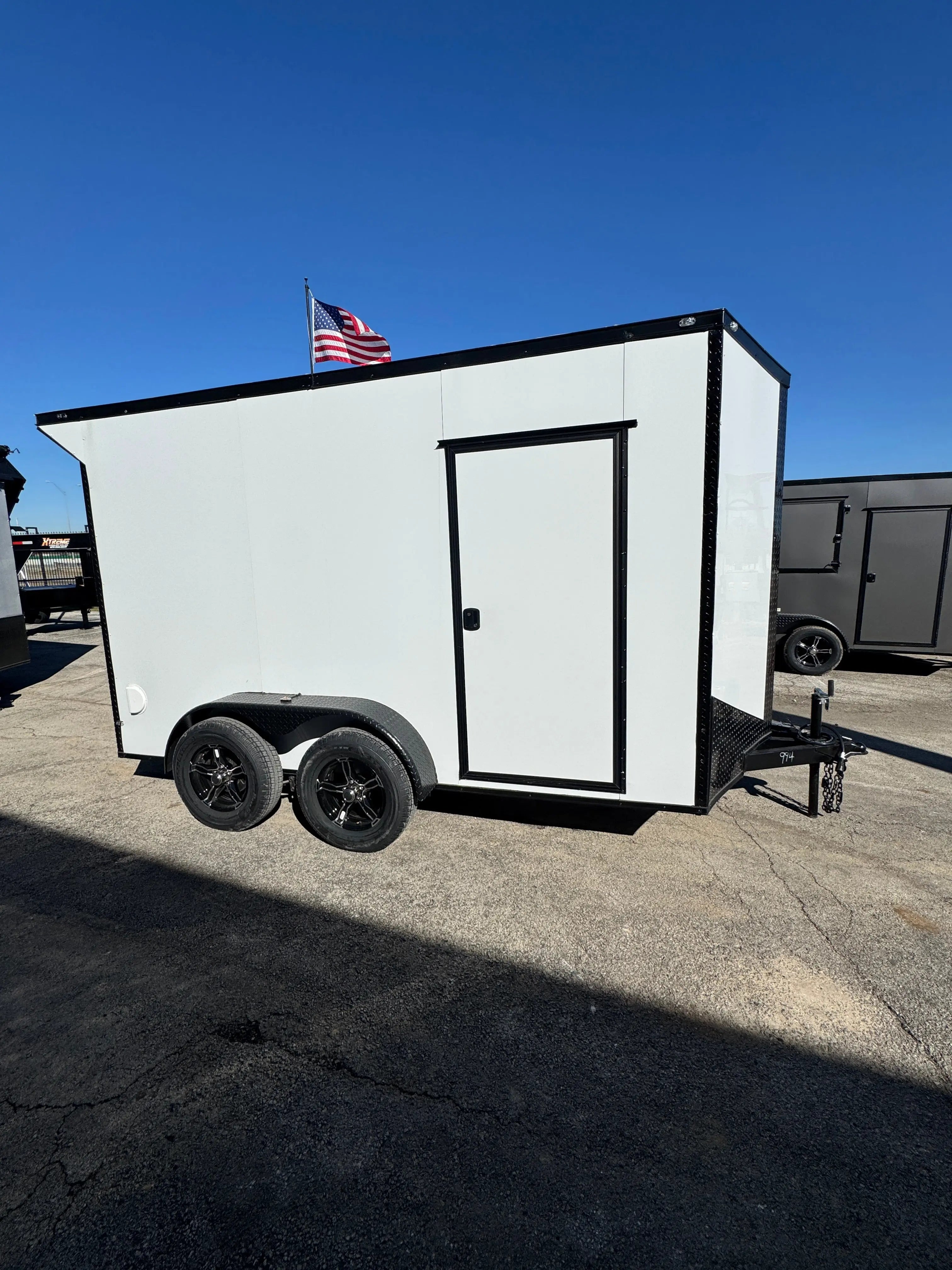 6X12 White Blackout W/Wing & ALUMINUM WHEELS Enclosed Trailer My Store