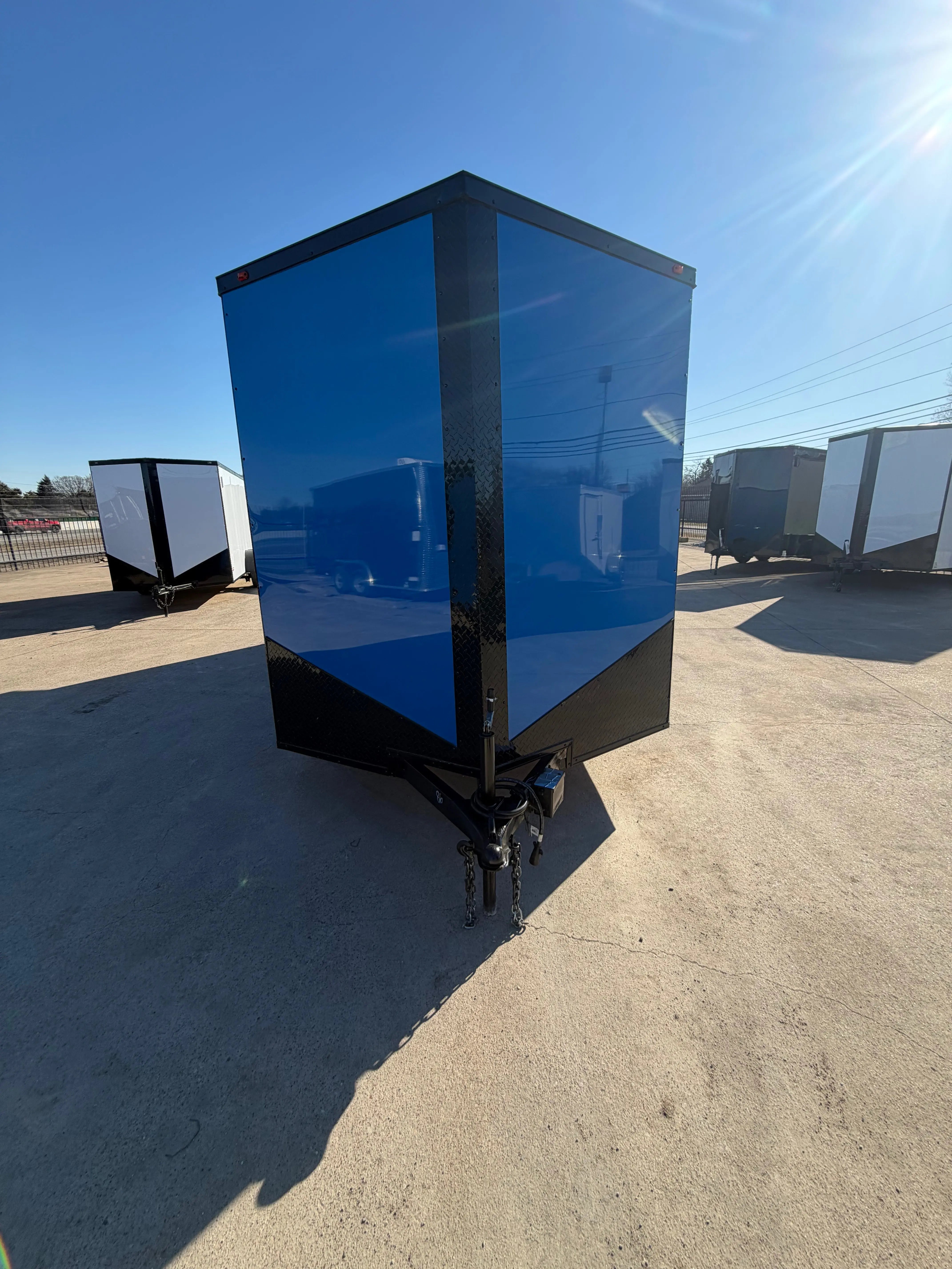 7X16 Blue Blackout W/Wing & Aluminum Wheels Enclosed Trailer My Store