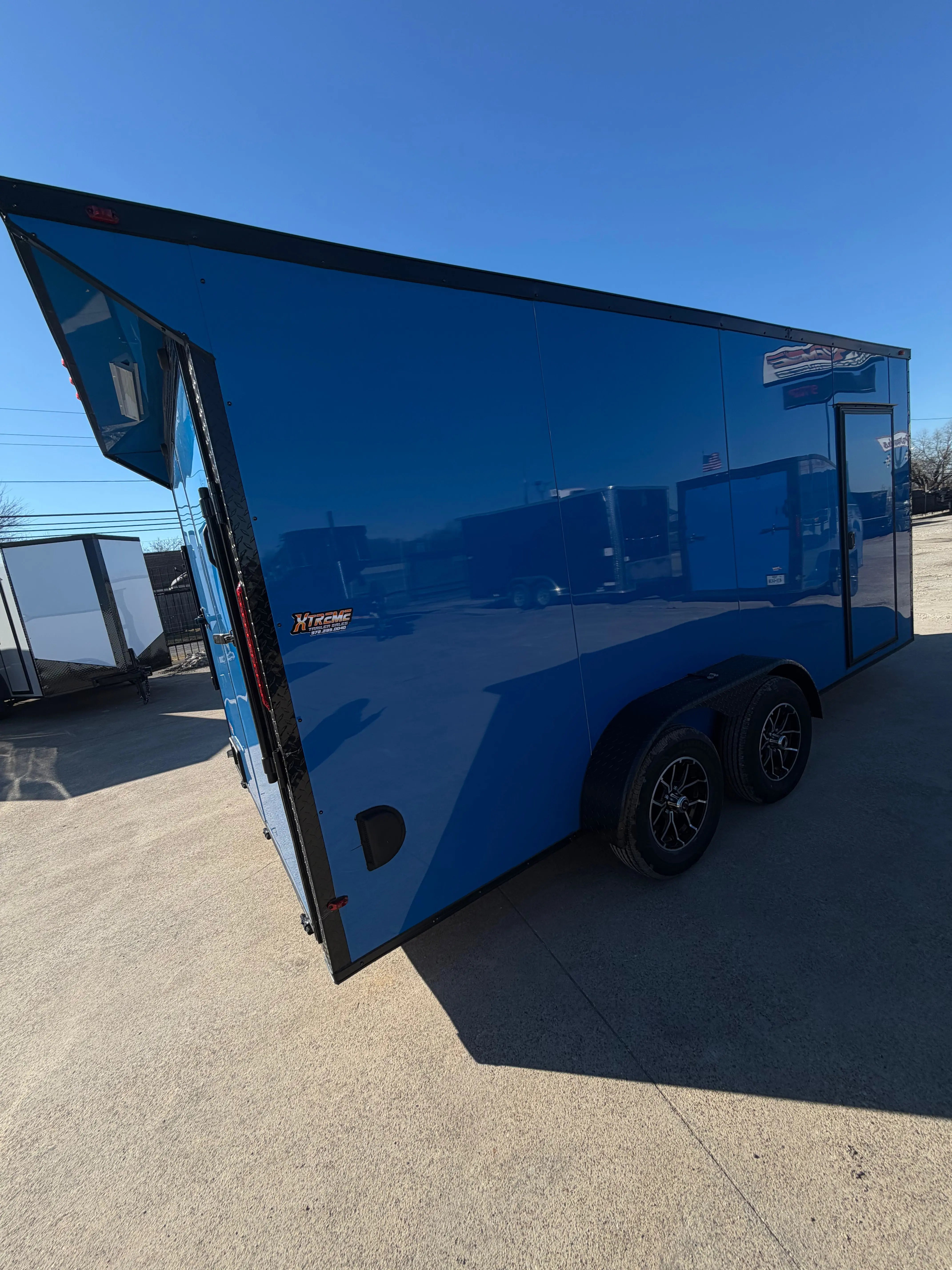 7X16 Blue Blackout W/Wing & Aluminum Wheels Enclosed Trailer My Store