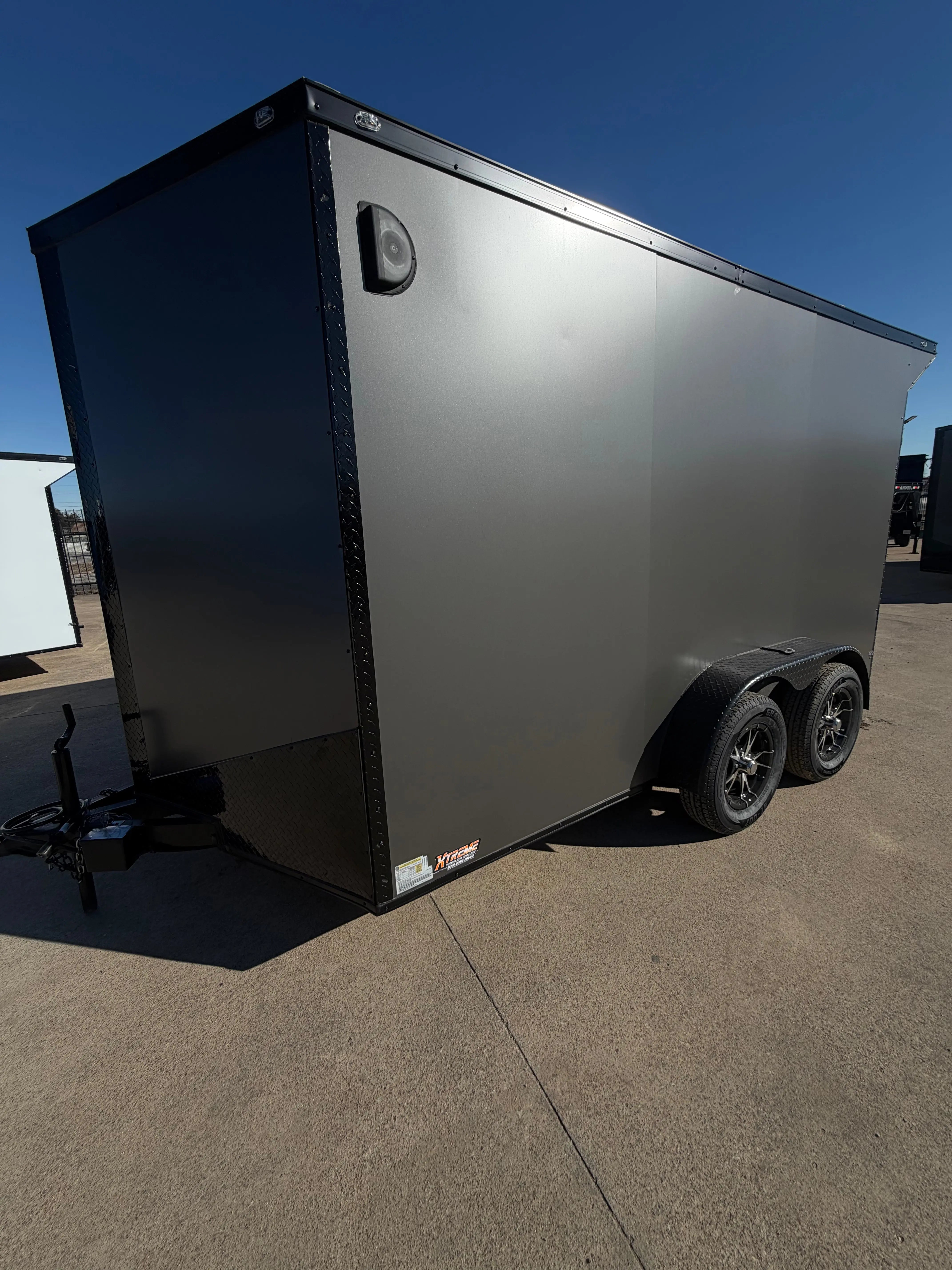 7X12 Charcoal Blackout W/Wing & Aluminum Wheels Enclosed Trailer My Store