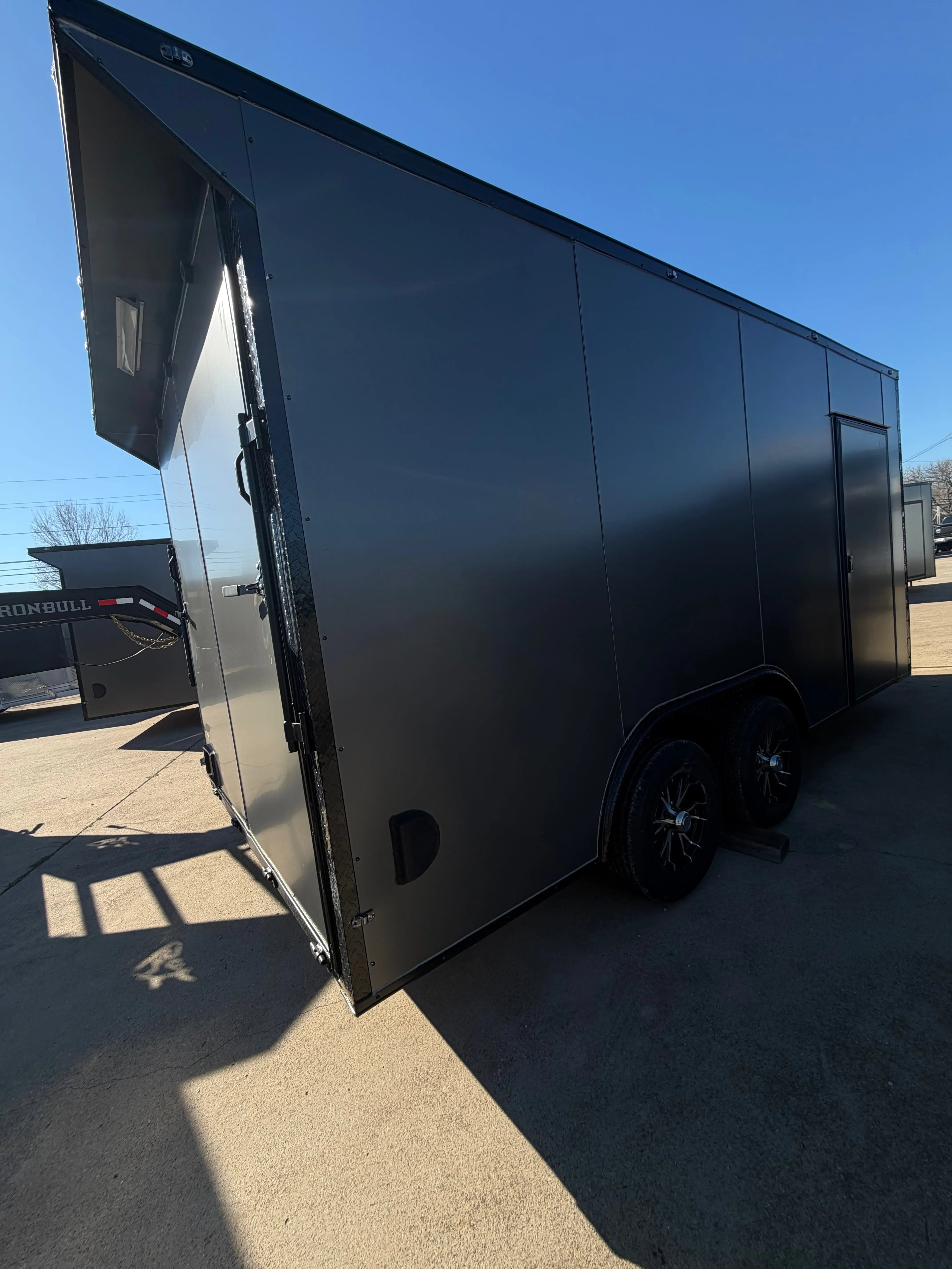 8.5X16 Charcoal Blackout W/Wing & Aluminum Wheels Enclosed Trailer My Store
