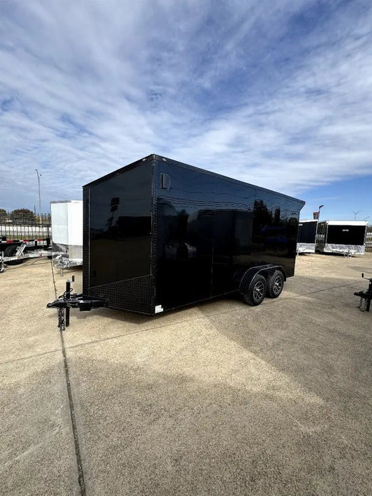 7X16 Black Blackout W/ Wing Enclosed Trailer My Store