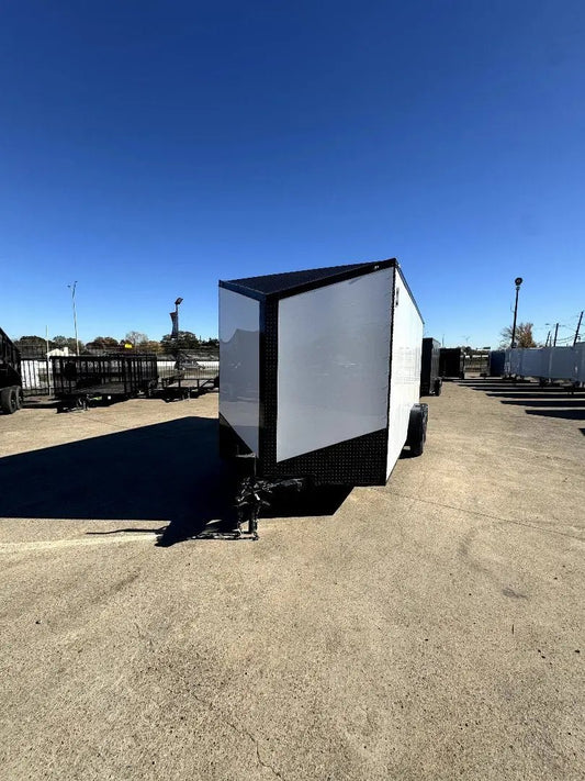 7X16 White Blackout Polycore W/Wing & V-Sant Cargo Trailer My Store