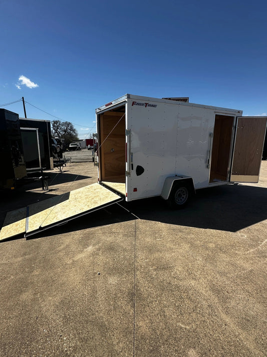6X12 Wells Cargo Single Axle White W/Silver Enclosed Trailer My Store