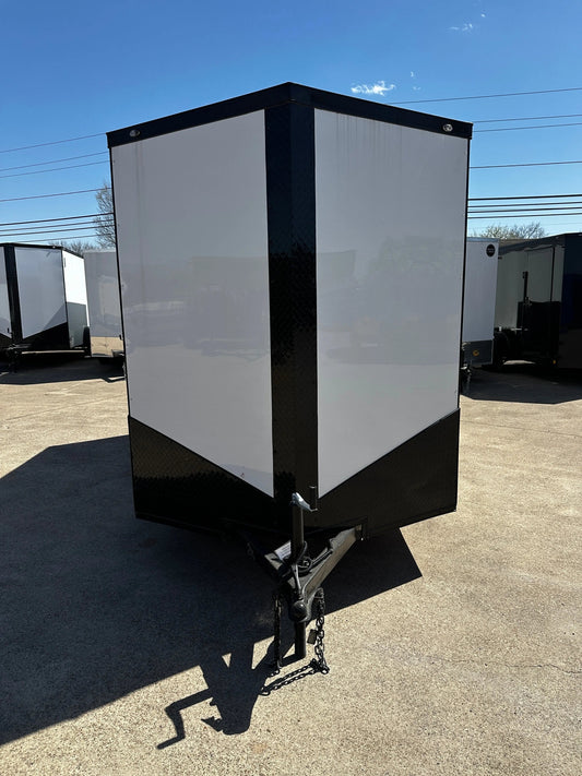6X12 White W/ Black Trim & Aluminum Wheels Enclosed Trailer My Store