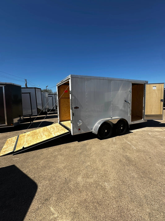 7X16 White W/Silver Double Axle Enclosed Trailer My Store