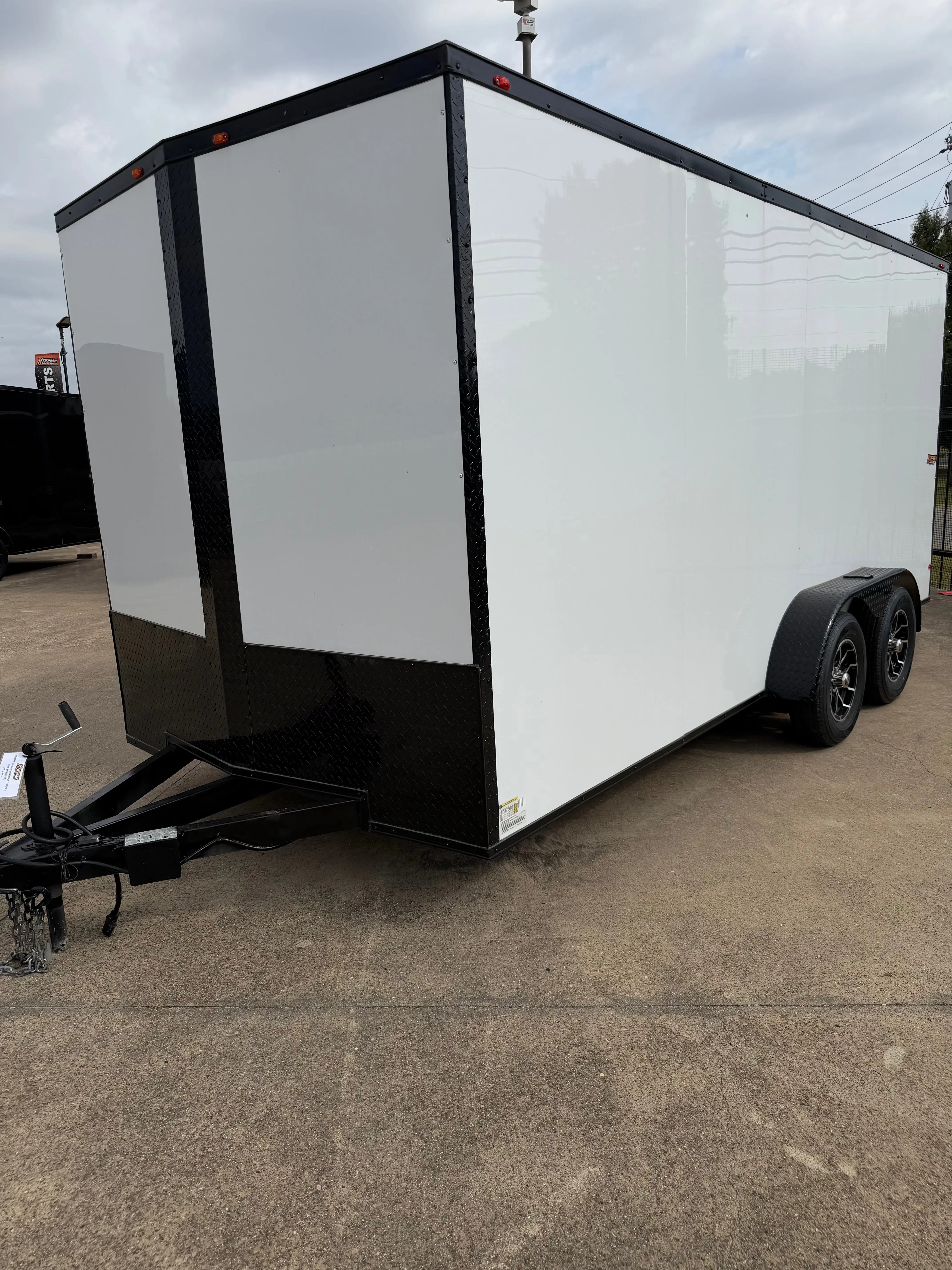 7X16 Square Nose White Blackout Enclosed Trailer My Store