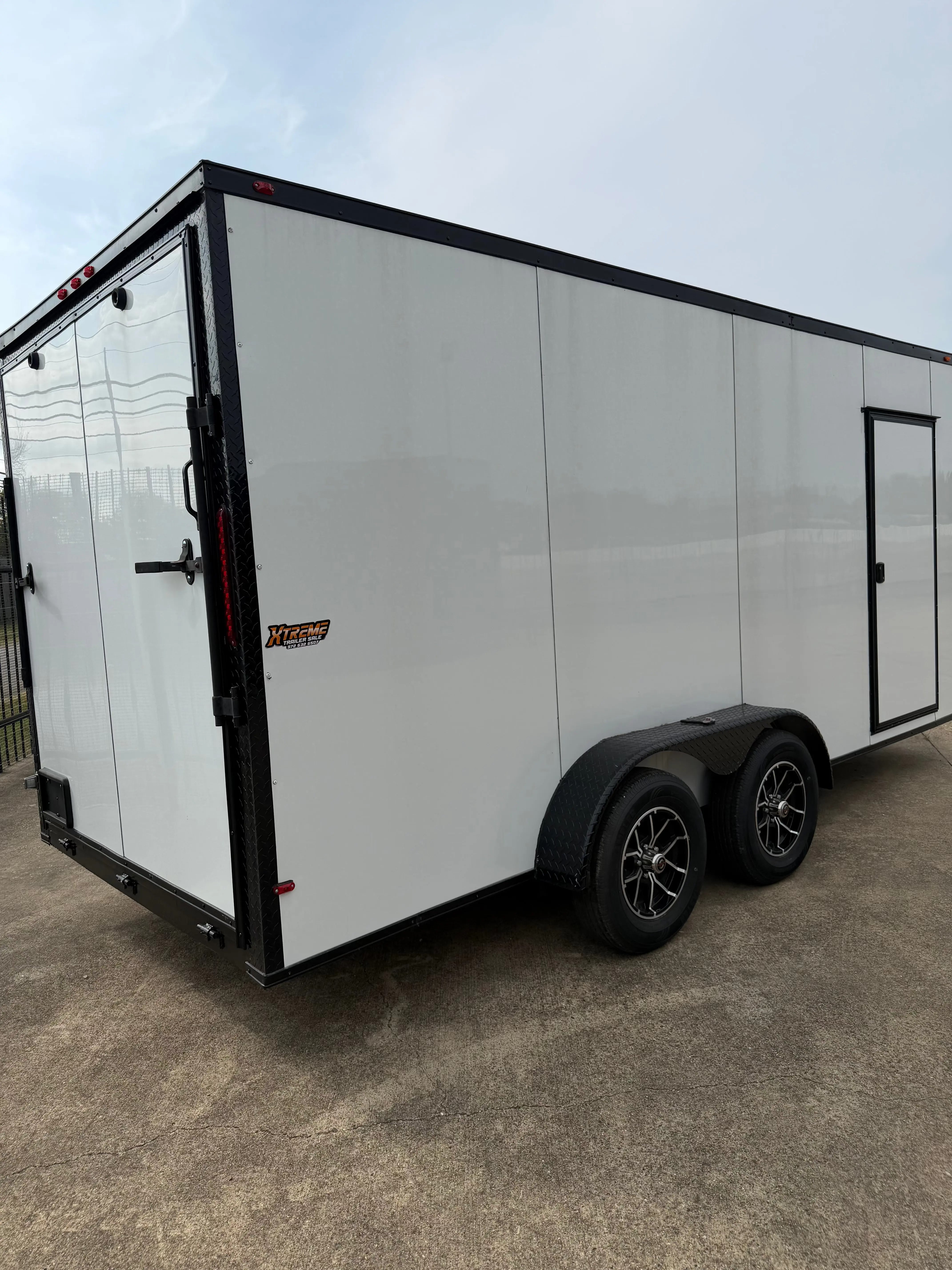 7X16 Square Nose White Blackout Enclosed Trailer My Store