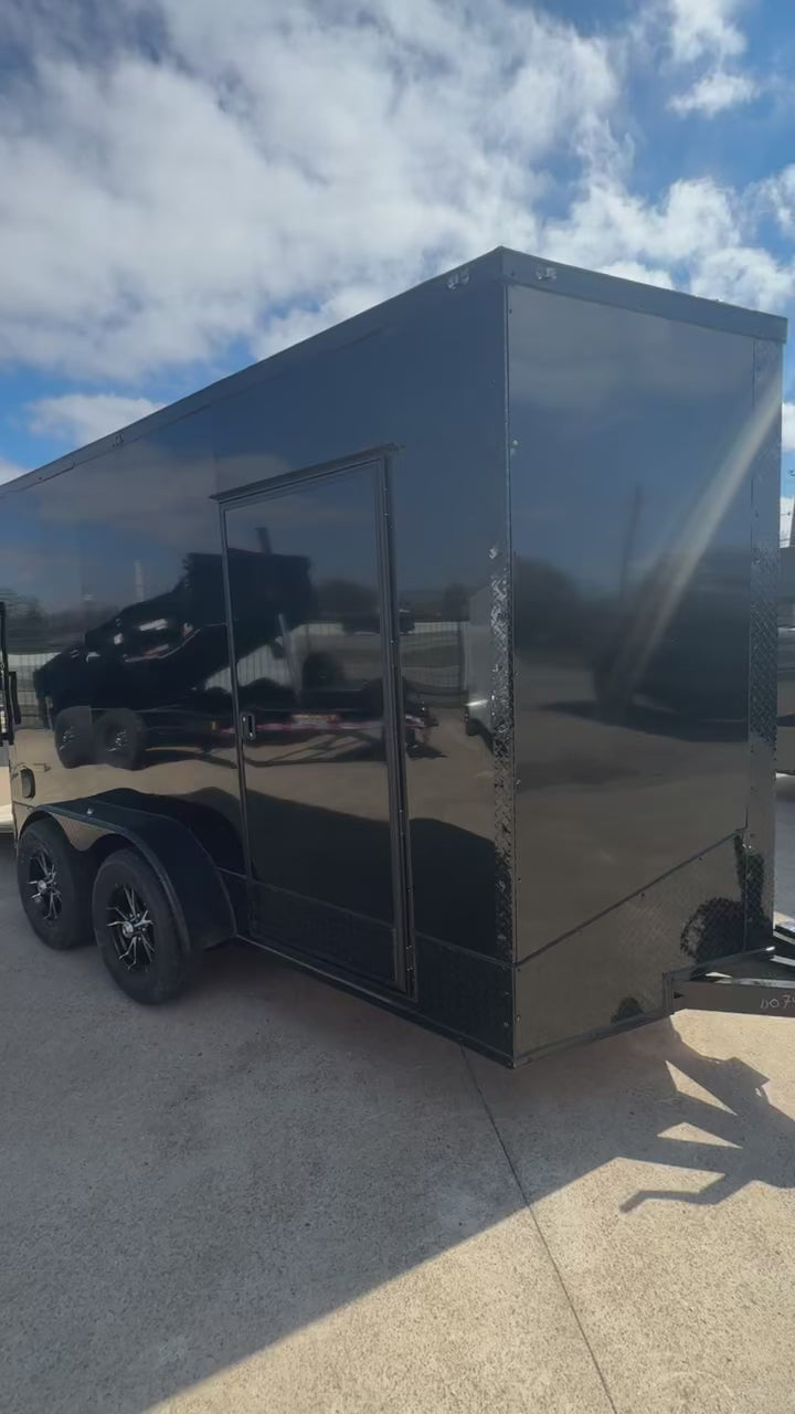 6X12 Blackout W/Wing & Aluminum wheels Enclosed trailer