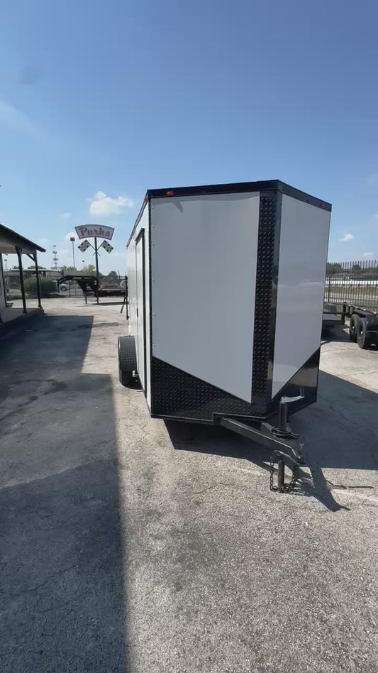 6X12 White Single Axle Enclosed Trailer