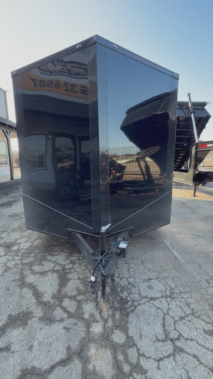 8.5X16 Black Blackout W/Wing & Aluminum Wheels Enclosed Trailer