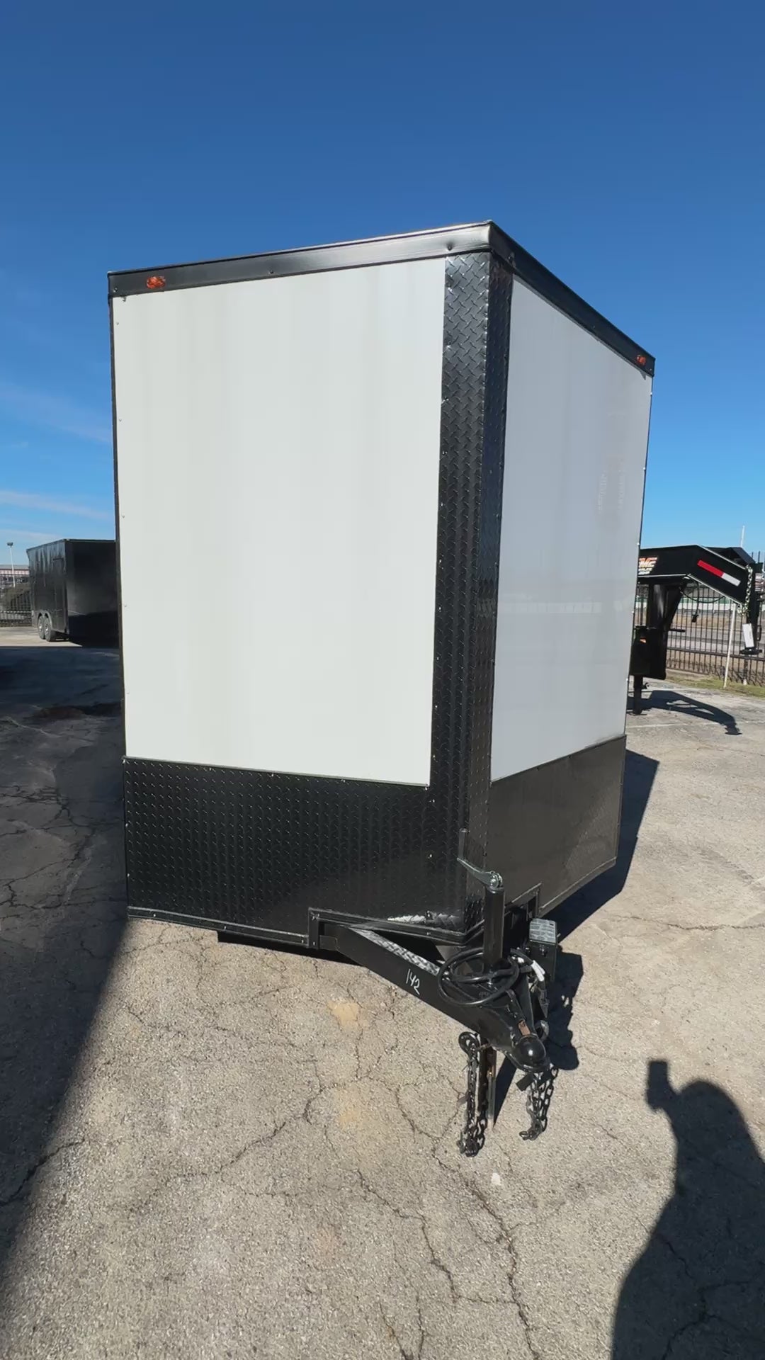 7X16 White Blackout W/Wing & ALUMINUM WHEELS Enclosed Trailer