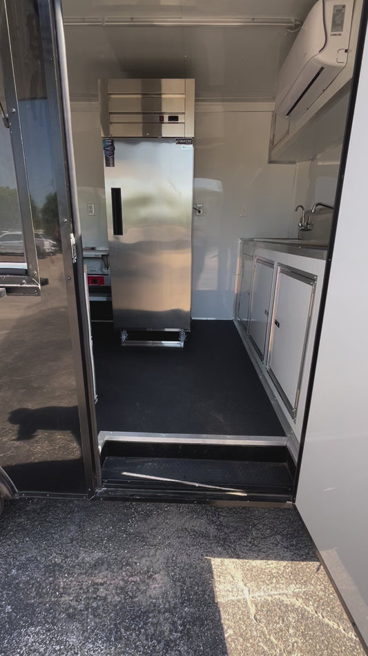 8.5X16 Black Full Equipped Concession Cargo W/ AC Vending Trailer