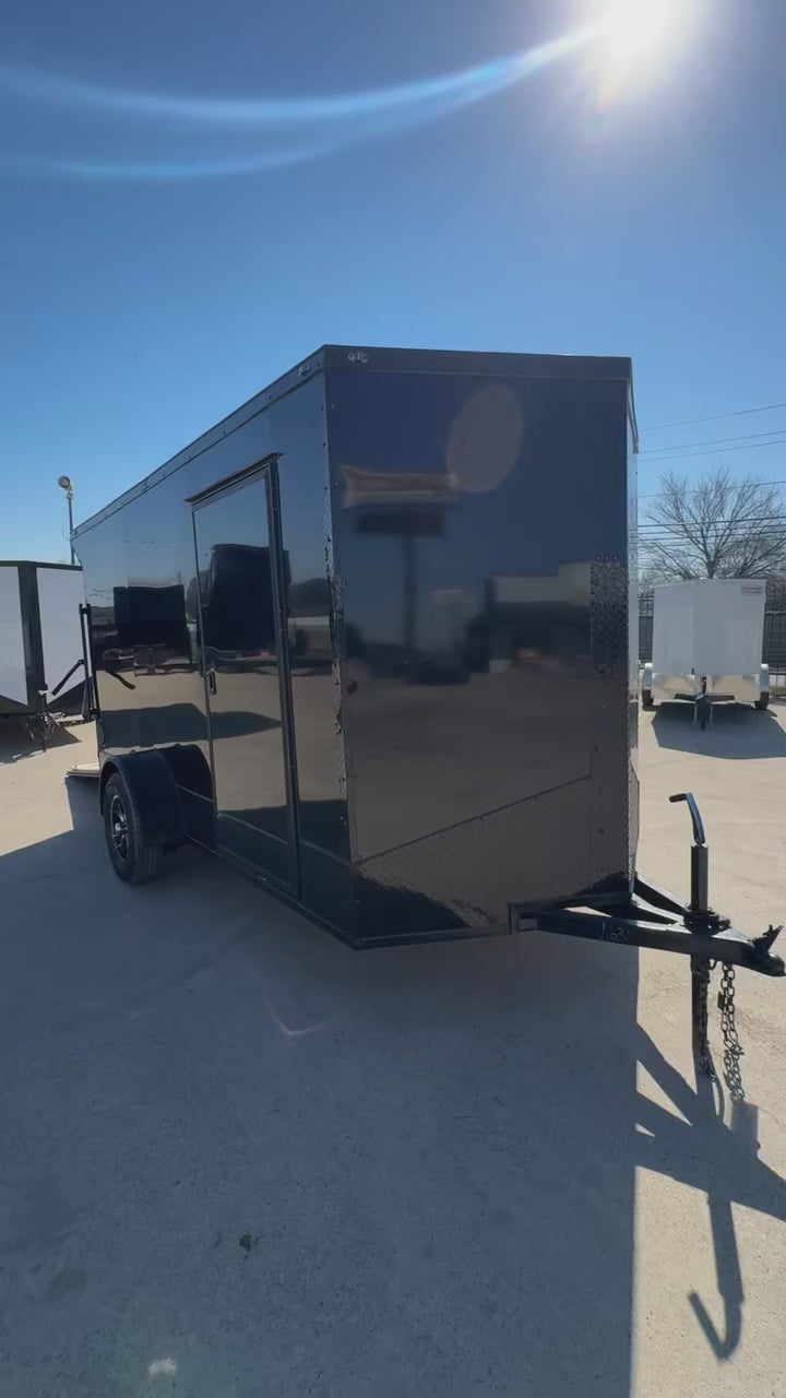 6X12 Blackout Single Axle W/Wing Enclosed Trailer