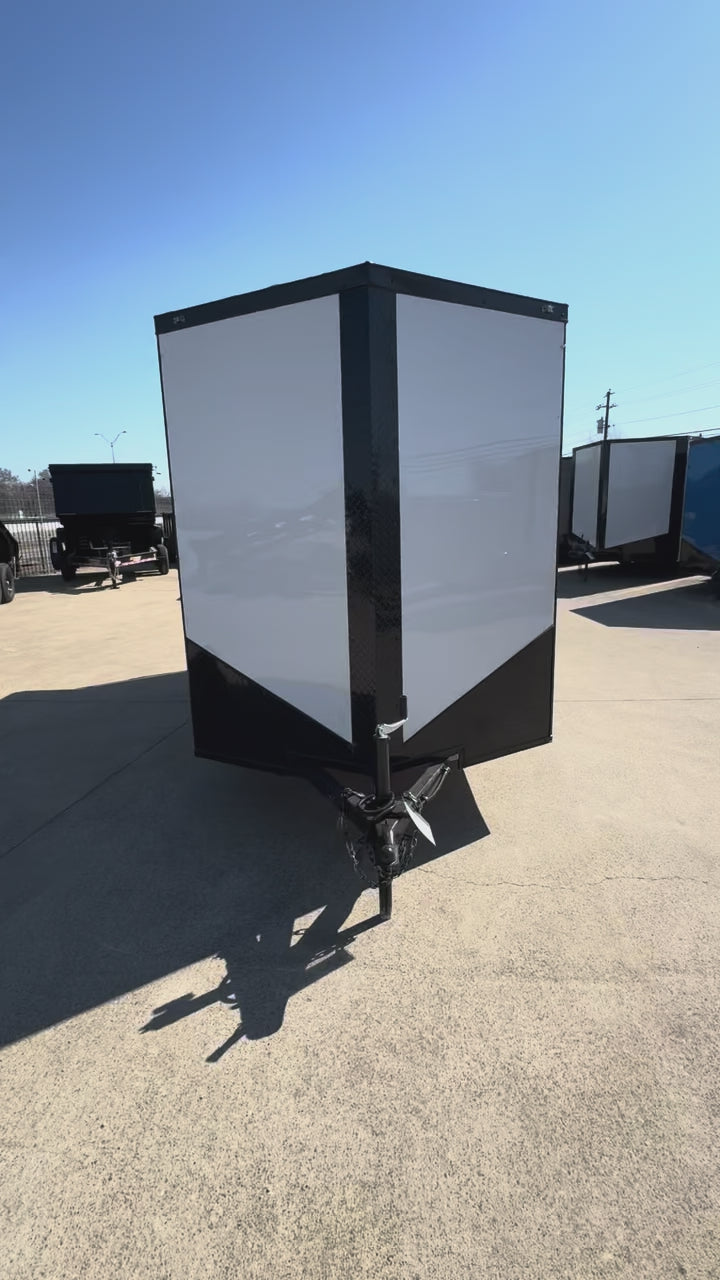 6X12 White Blackout Single Axle Enclosed Trailer